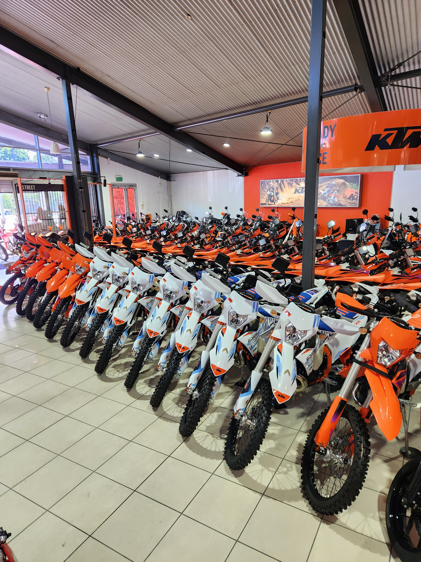 The KTM showroom at Motorcycles R Us.