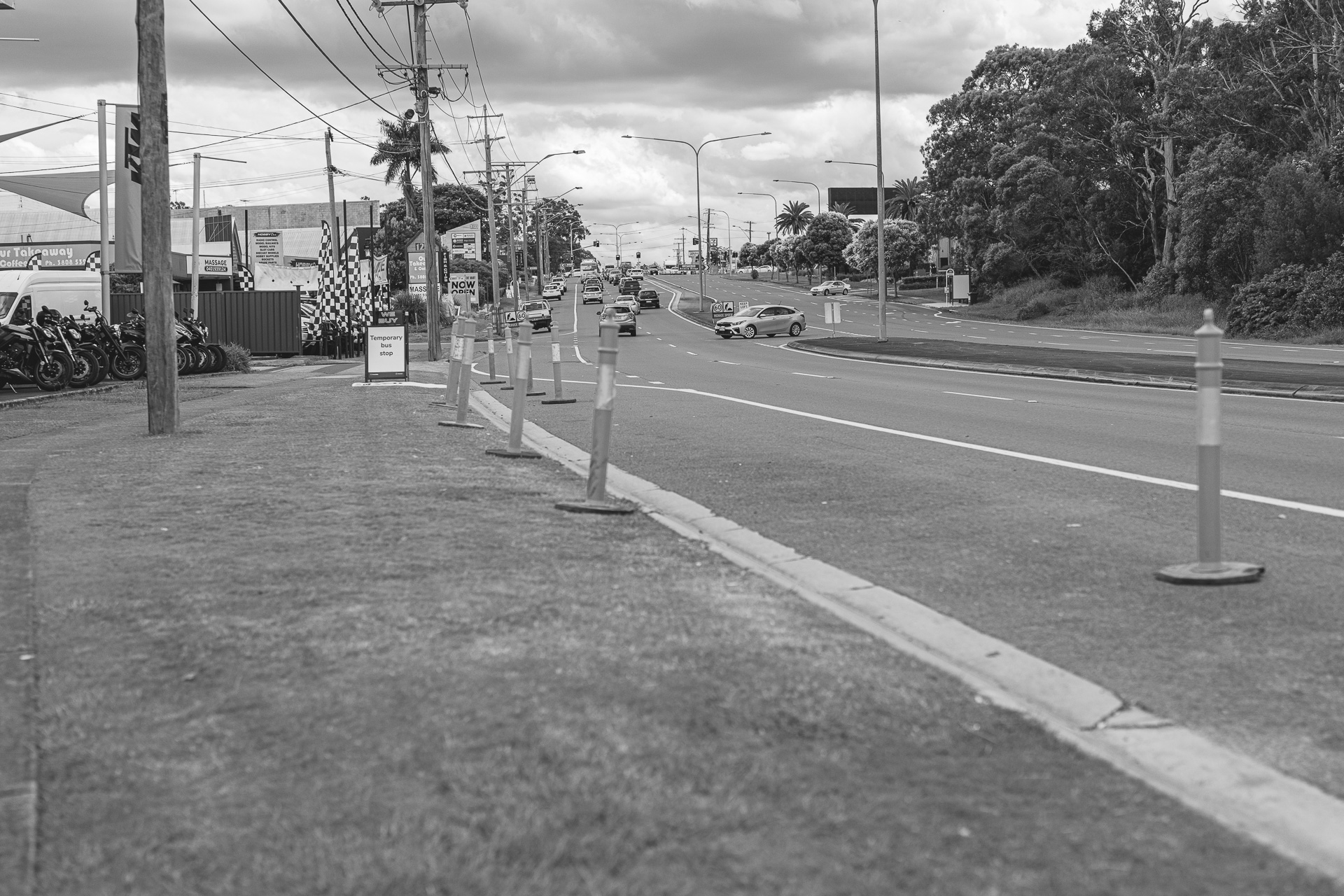 Temporary Bus Stop in front of Motorcycles R Us