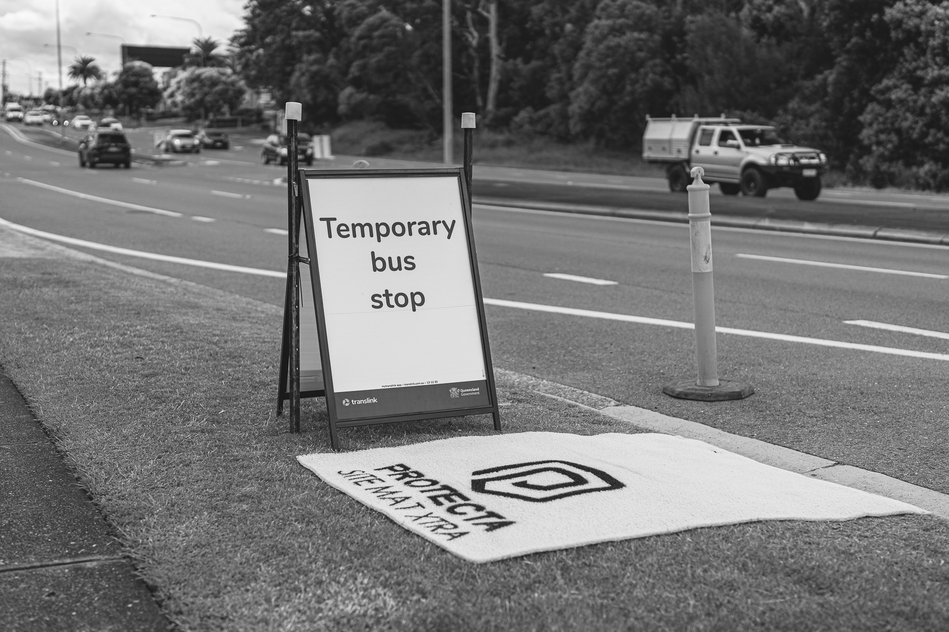 Temporary Bus Stop in front of Motorcycles R Us